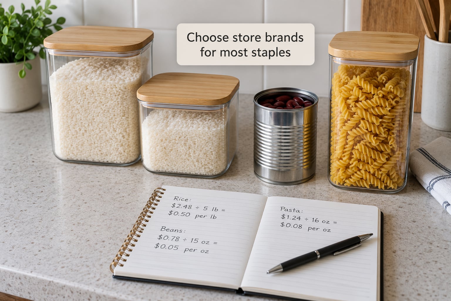 Choose store brands for most staples