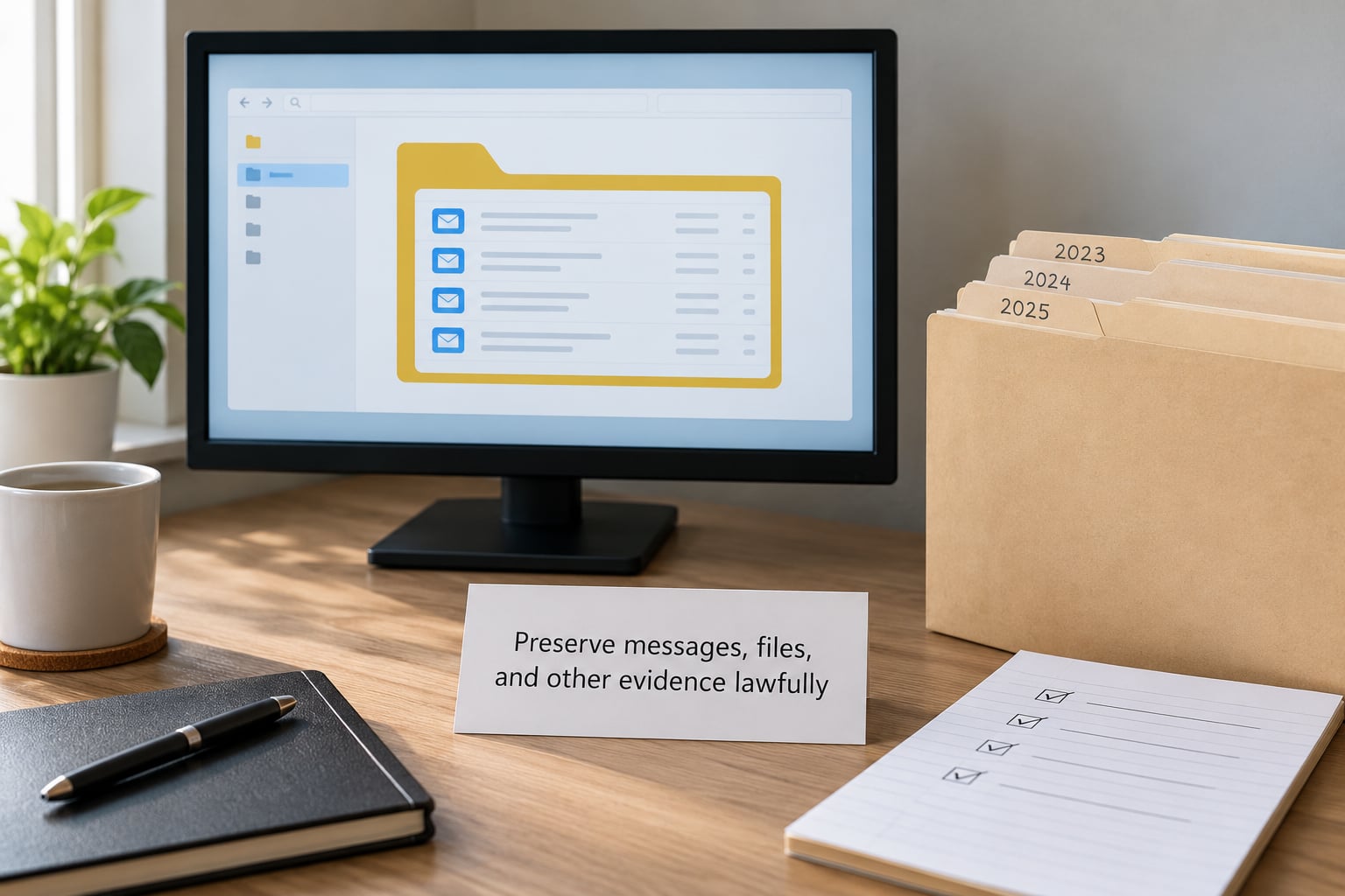 Preserve messages, files, and other evidence lawfully
