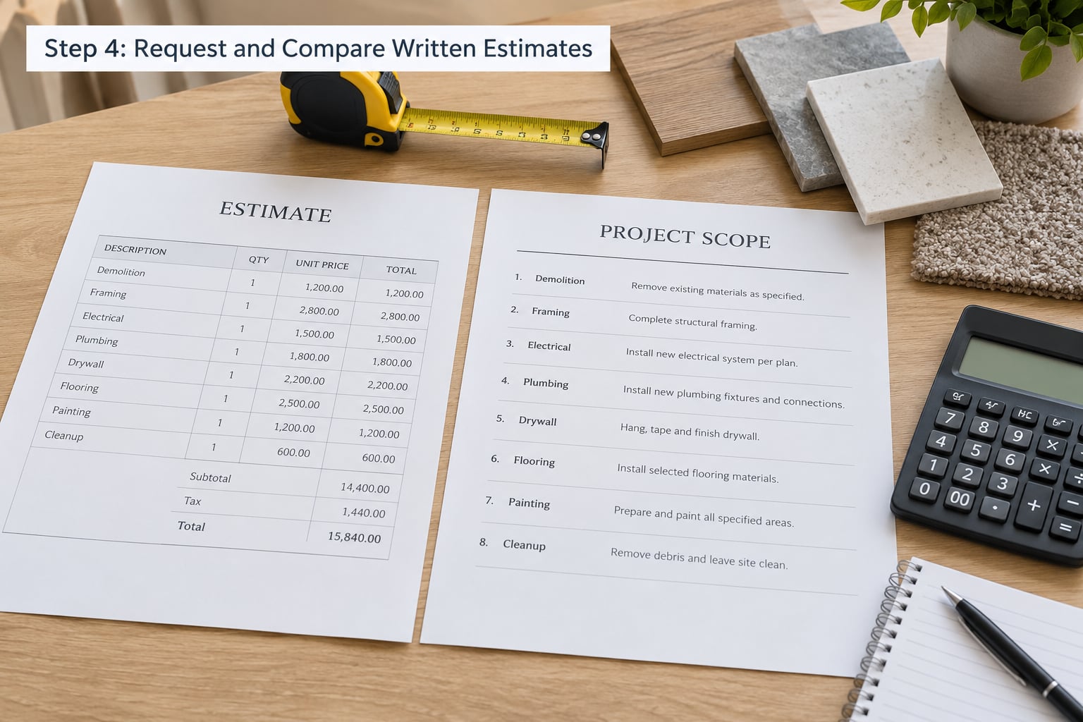 Step 4: Request and Compare Written Estimates