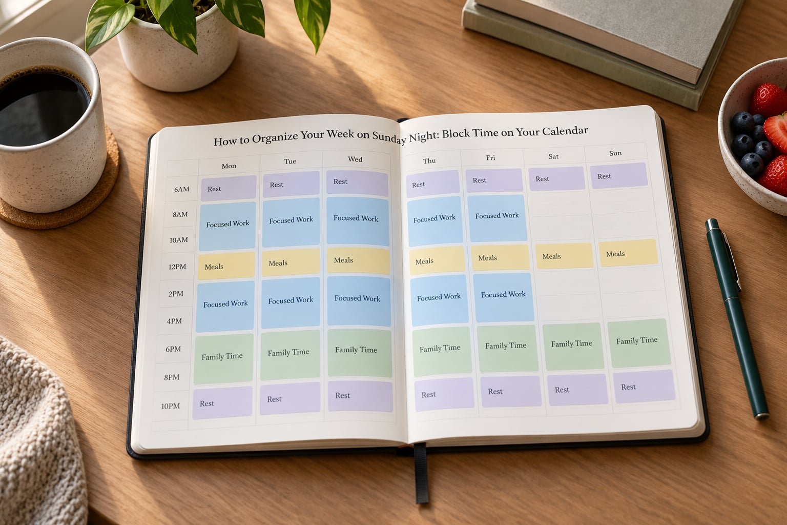 How to Organize Your Week on Sunday Night: Block Time on Your Calendar